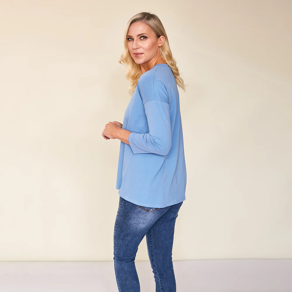 Riley V Neck Top (Blue) - Image 7