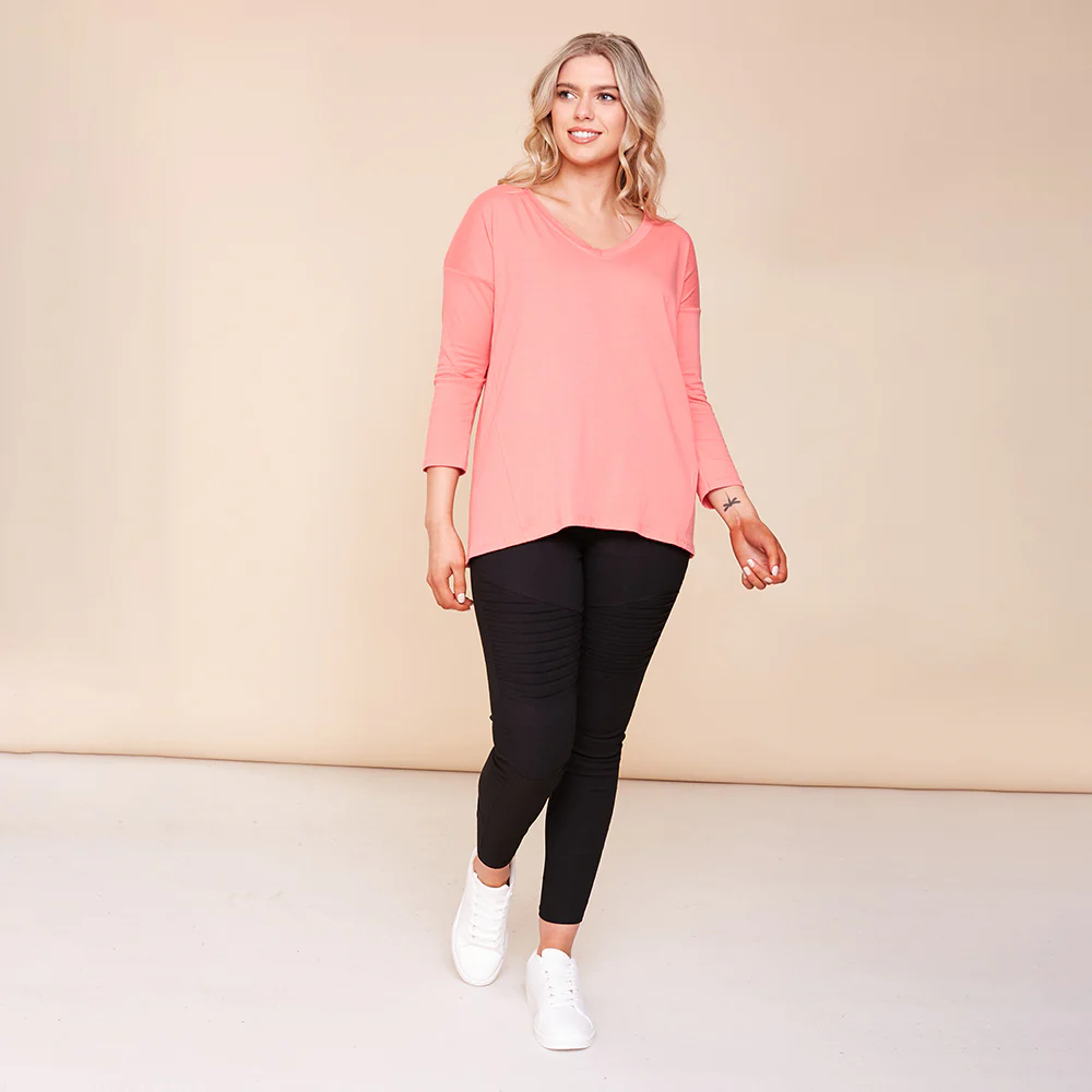 Riley V Neck Top (Coral) - Image 3