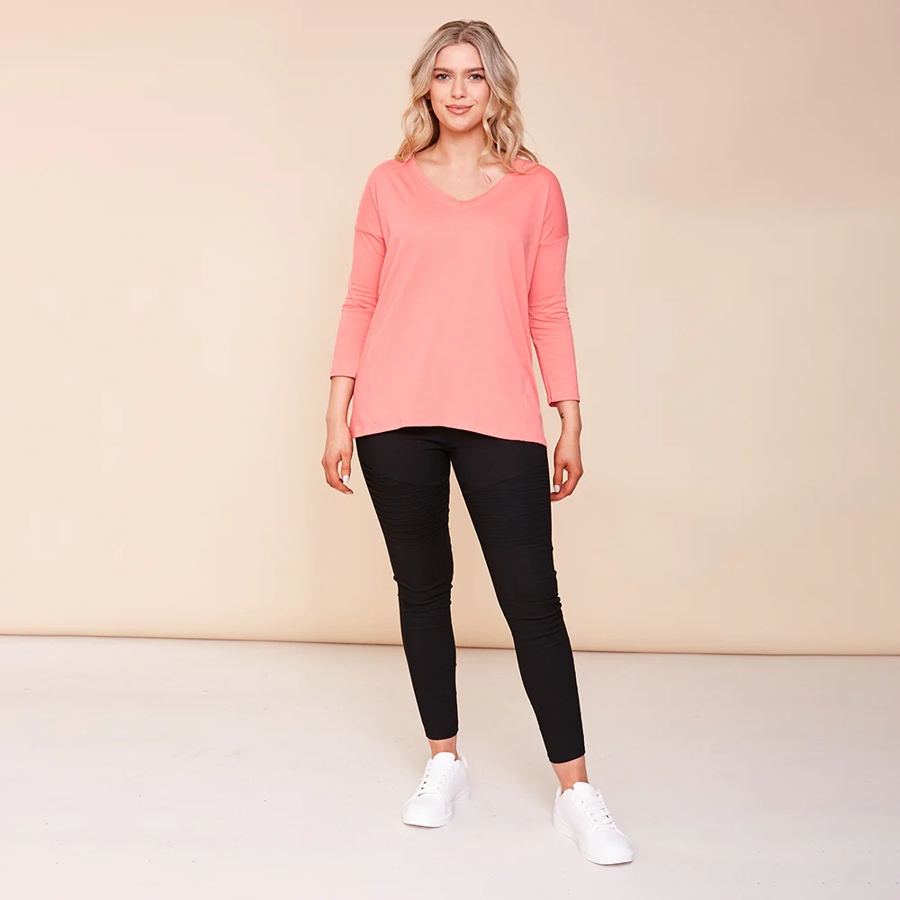 Riley V Neck Top (Coral) - Image 4
