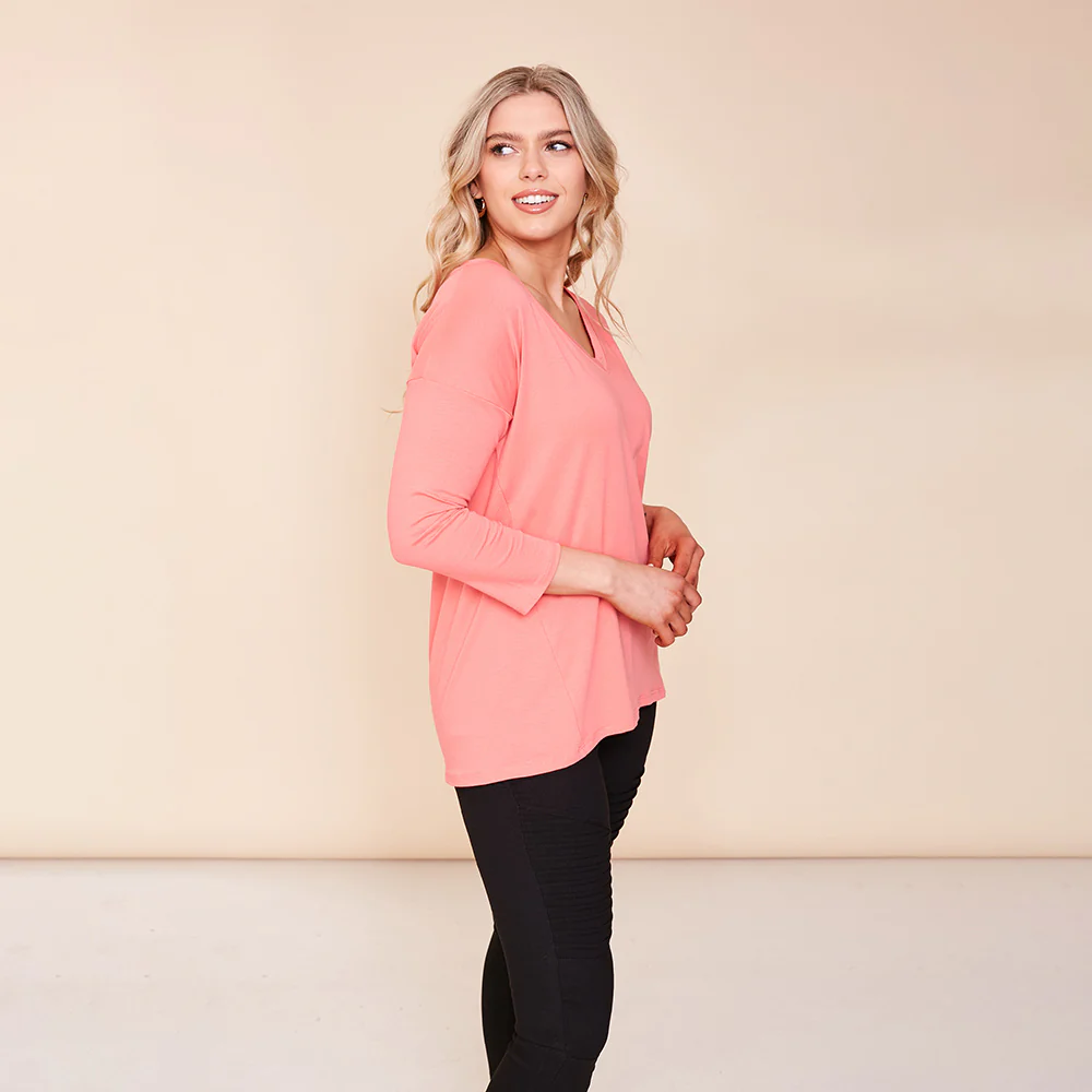 Riley V Neck Top (Coral) - Image 6