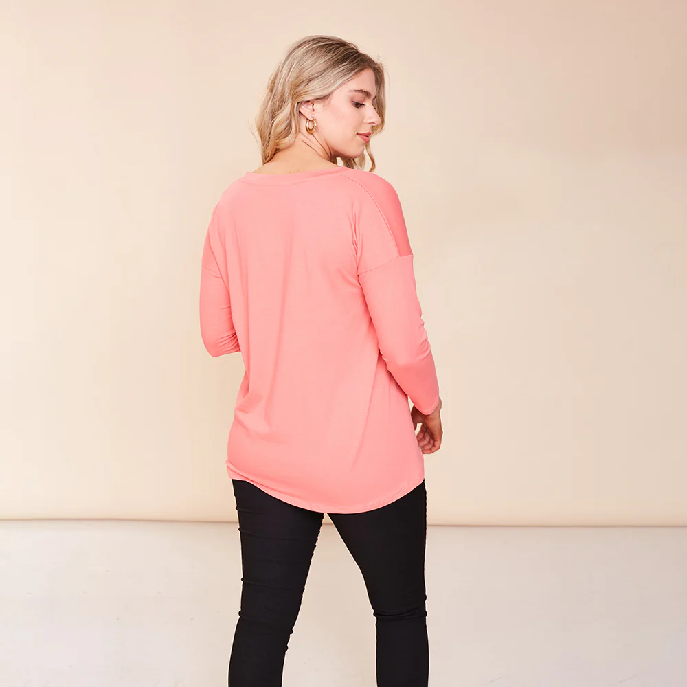 Riley V Neck Top (Coral) - Image 7