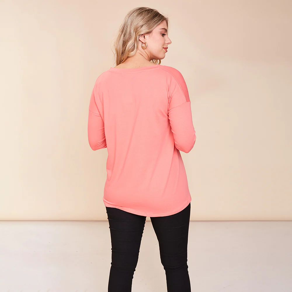 Riley V Neck Top (Coral) - Image 8