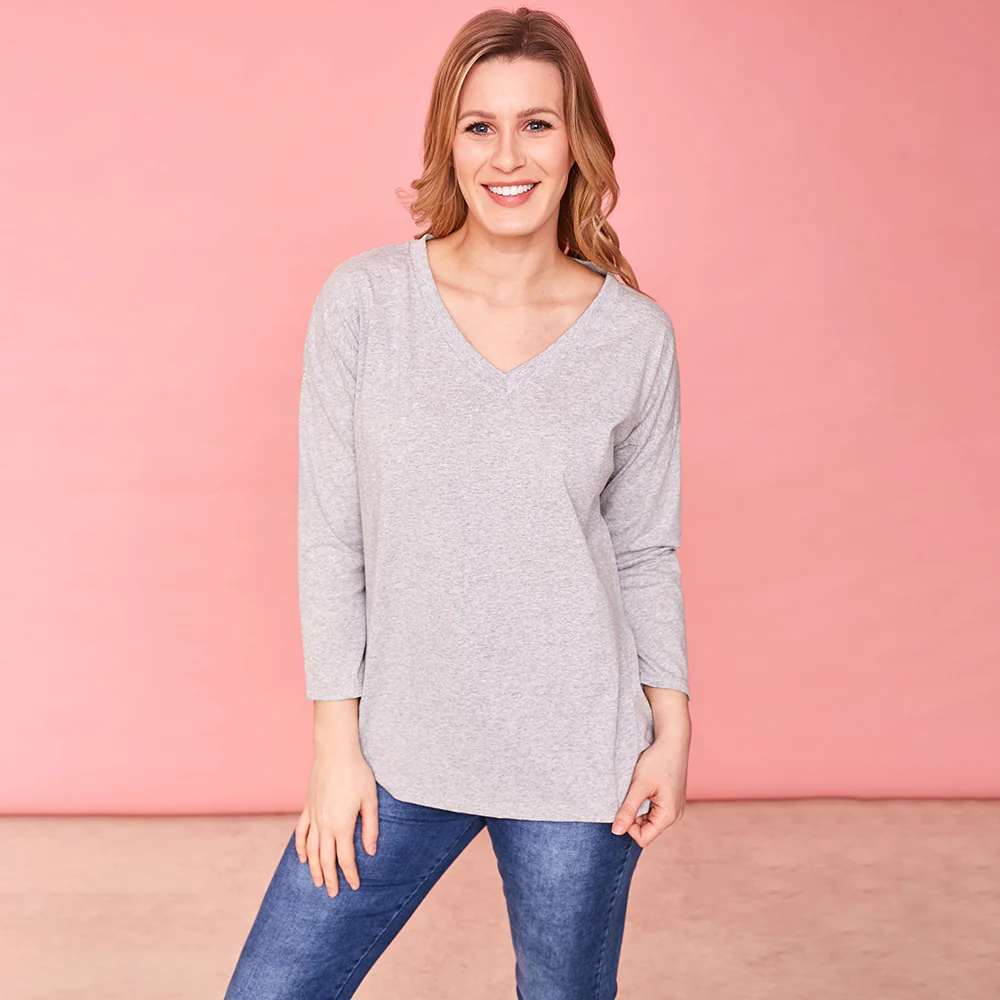 Riley V Neck Top (Dove) - Image 5