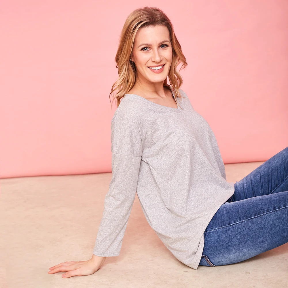 Riley V Neck Top (Dove) - Image 7