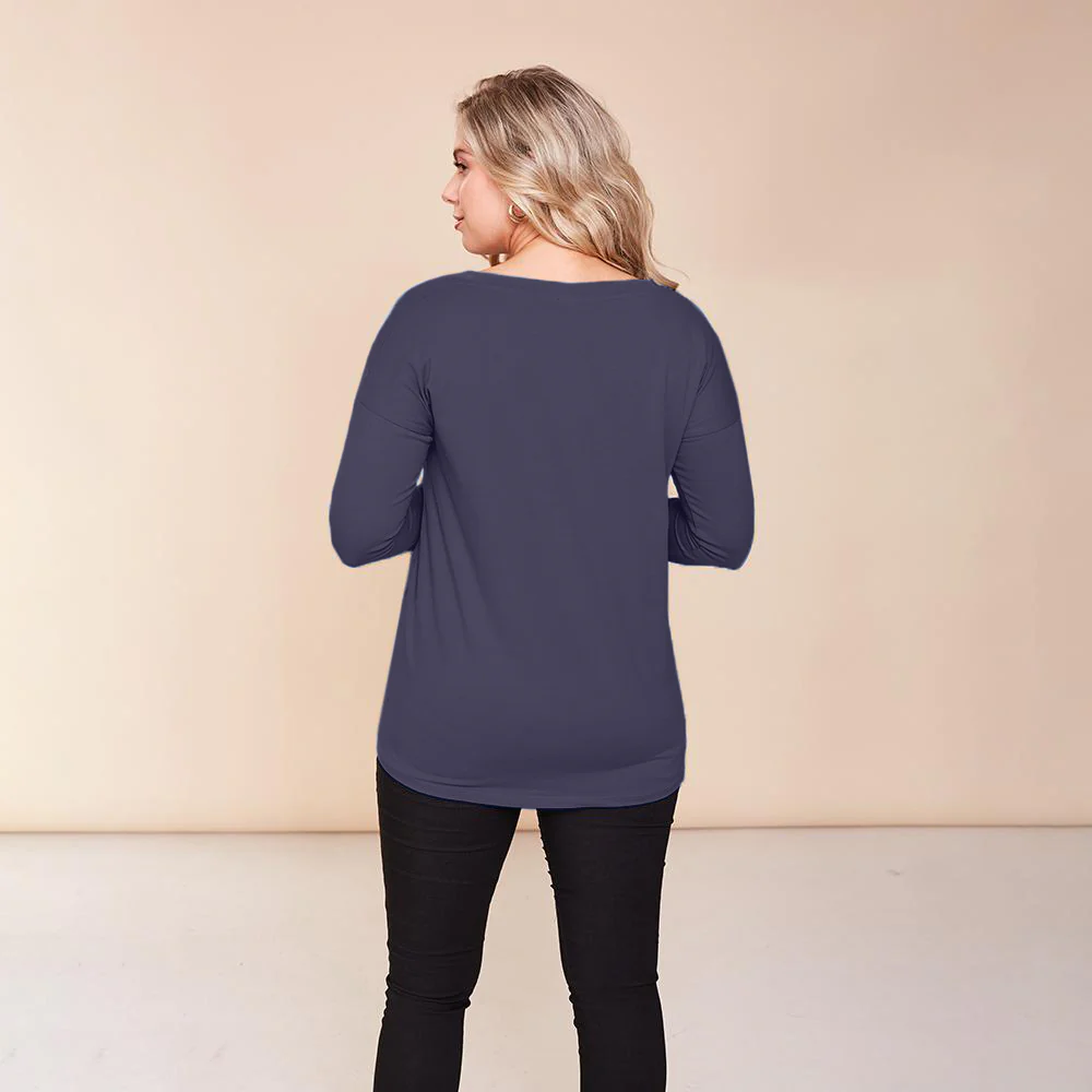 Riley V Neck Top (Navy) - Image 4