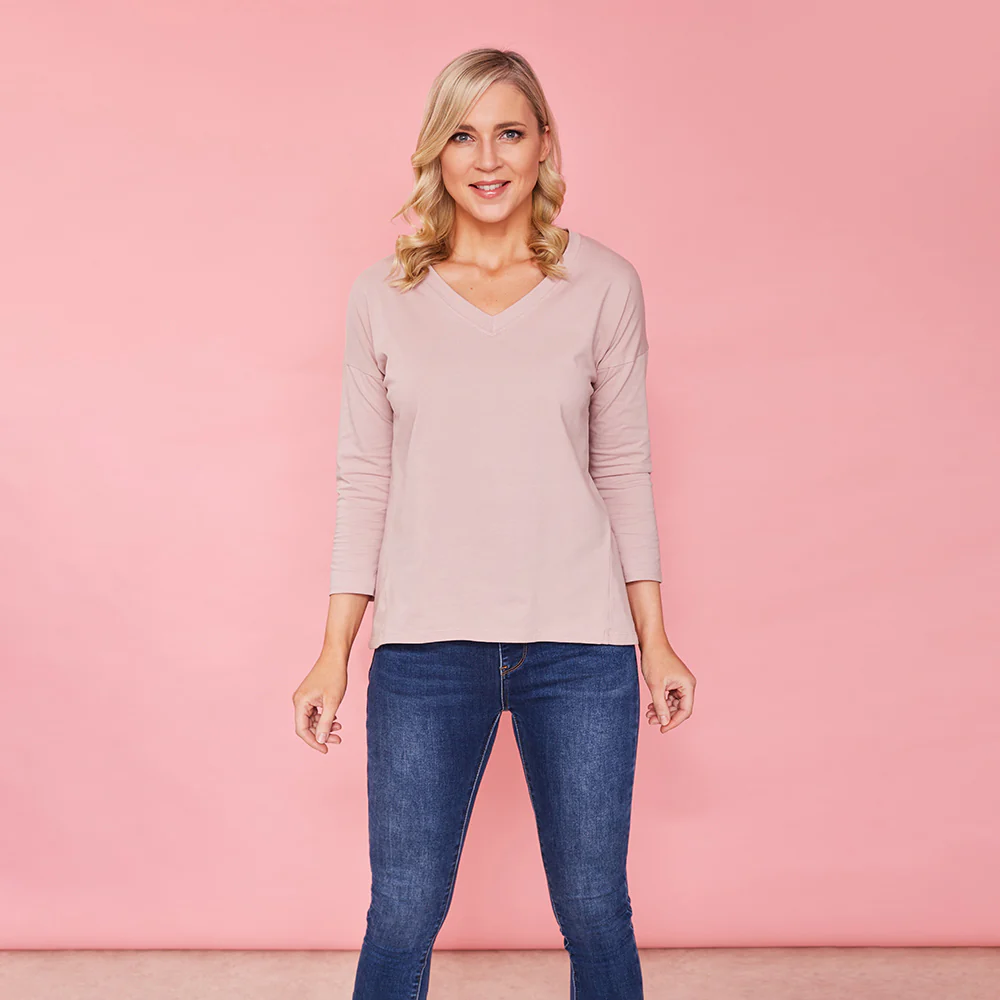 Riley V Neck Top (Rose)