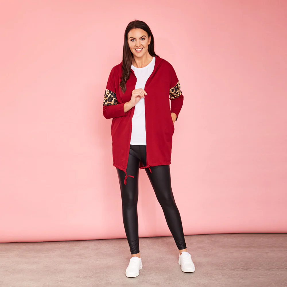 Rosie Leopard Hoody (Cherry)