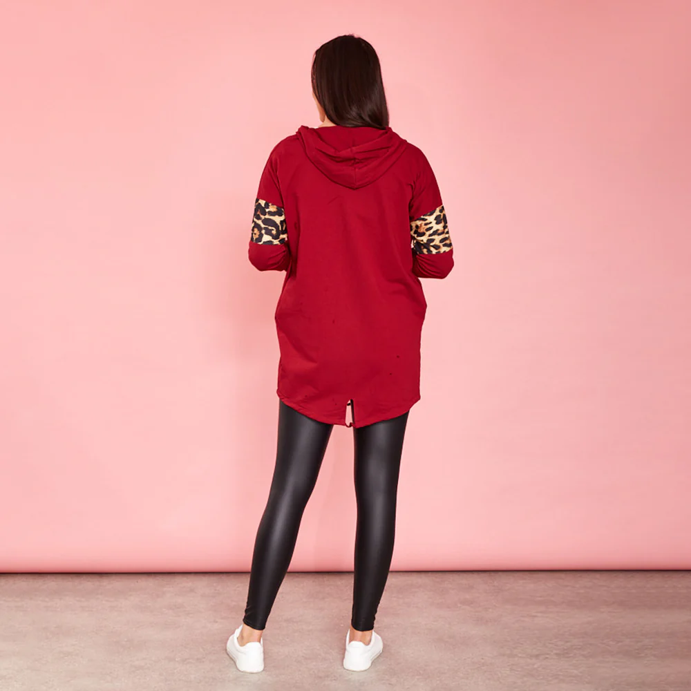 Rosie Leopard Hoody (Cherry) - Image 3