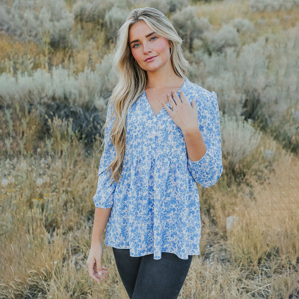 Sadie Top (Blue Floral) - Image 2