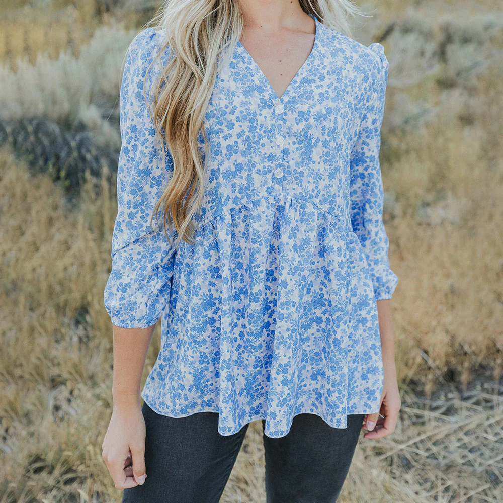 Sadie Top (Blue Floral) - Image 3