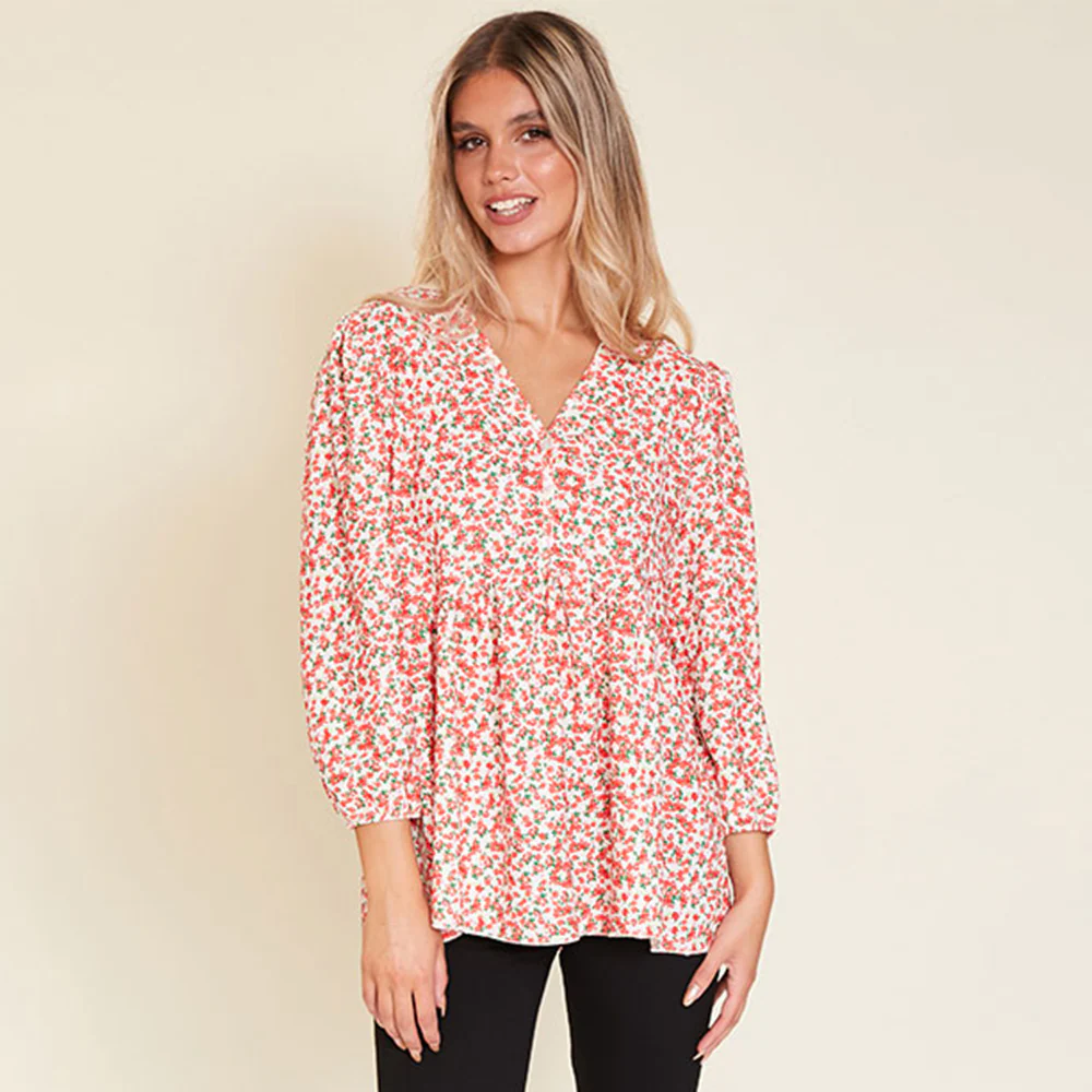 Sadie Top (Red Floral) - Image 3