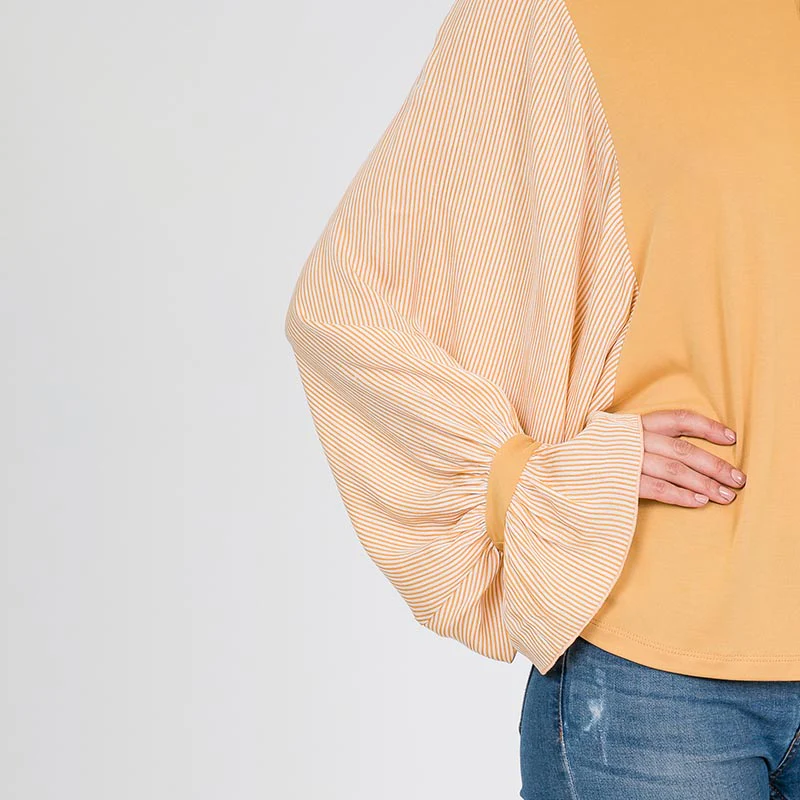 Sarah Stripe Sleeve Top Lemon - Image 13
