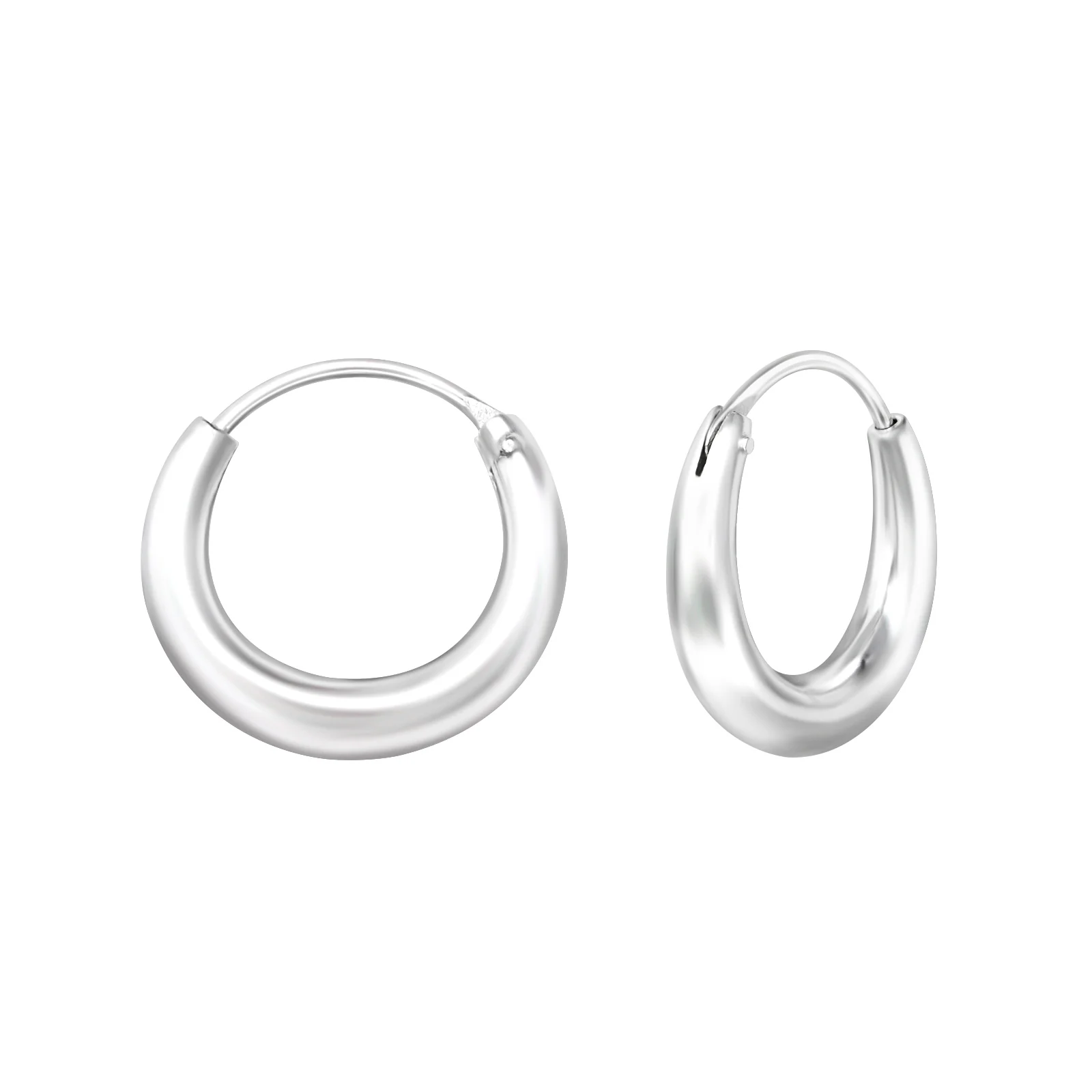 Sterling Silver Rounded Hoop Earrings - Image 2