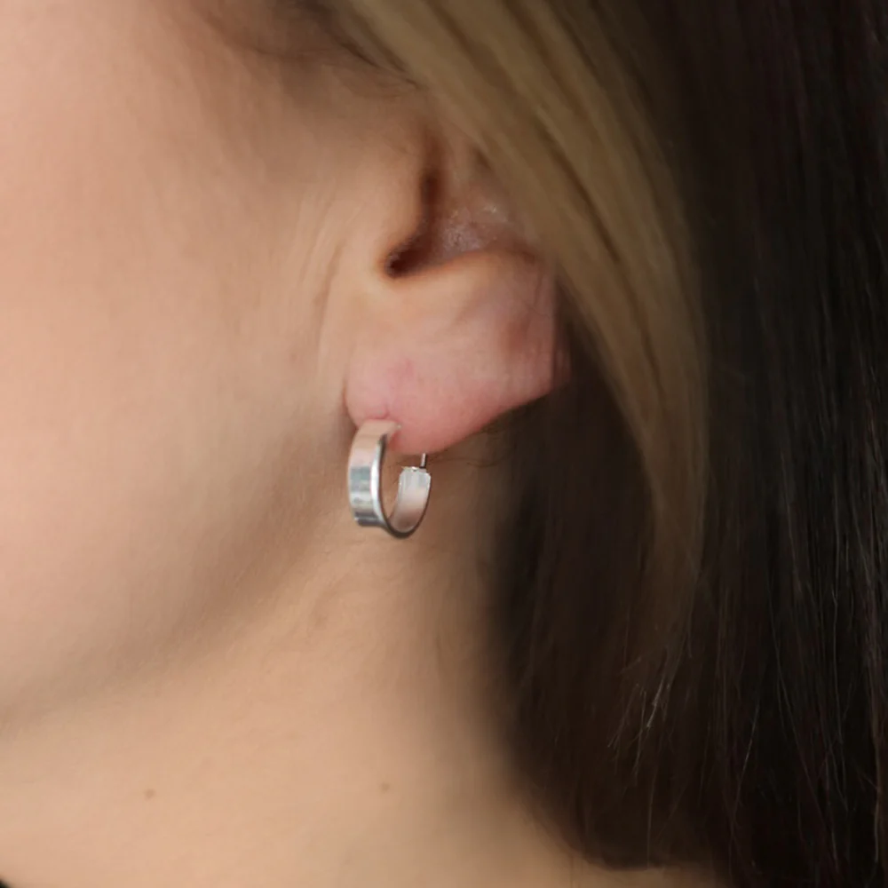 Sterling Silver Flat Hoop Earrings