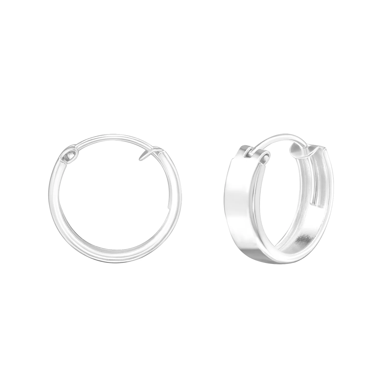 Sterling Silver Flat Hoop Earrings - Image 2