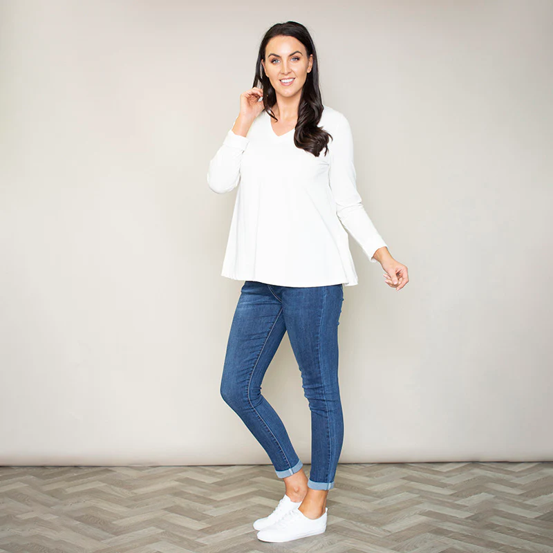 Sonia Swing V-Neck Top (Vanilla) - Image 3