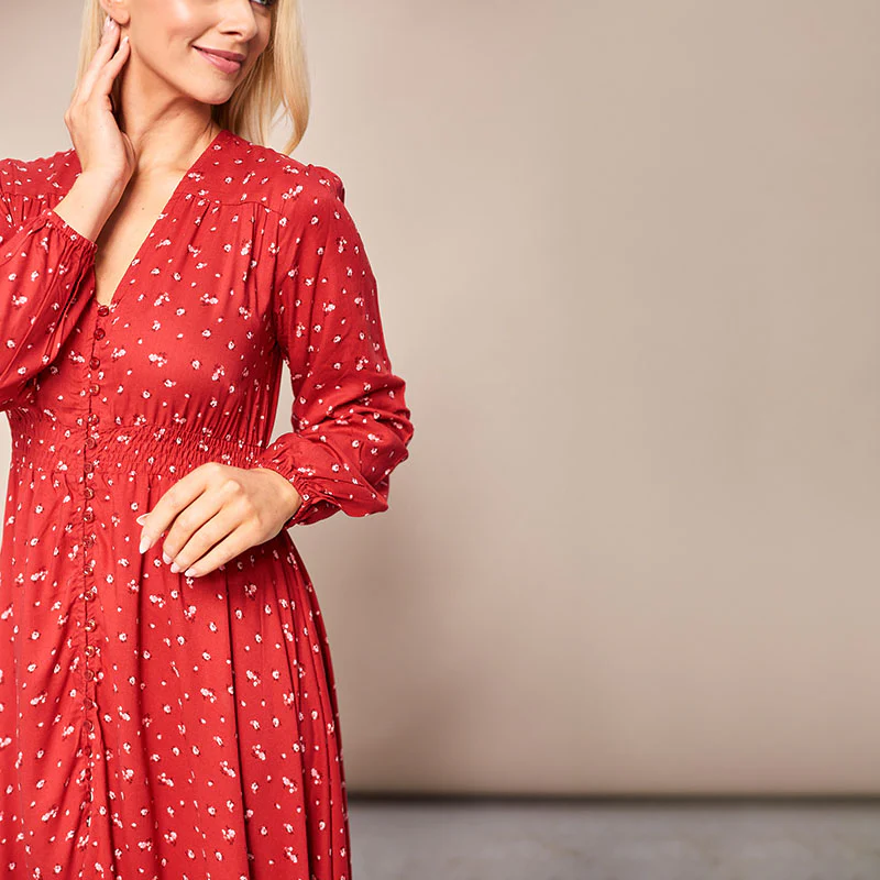 Sophie Red Floral Maxi Dress - Image 18