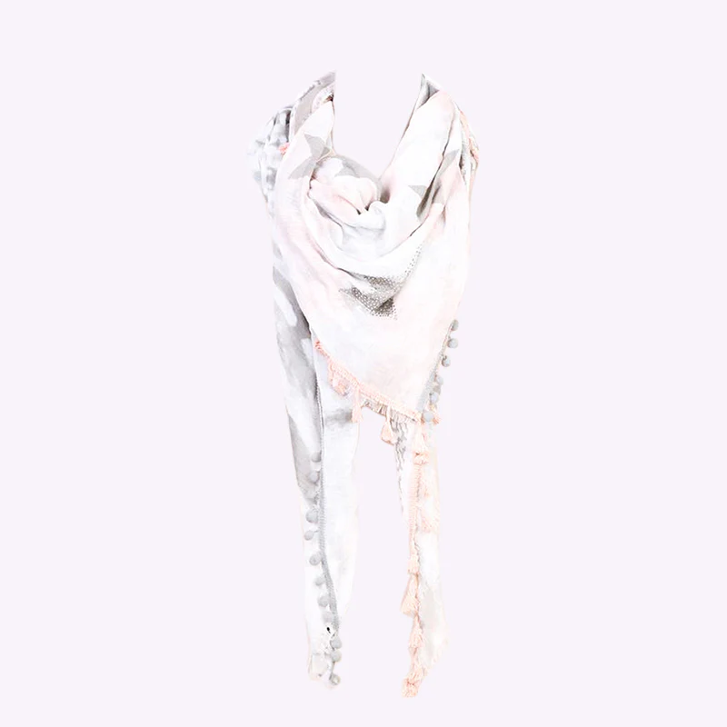 Star Tassel Scarf Pink Grey