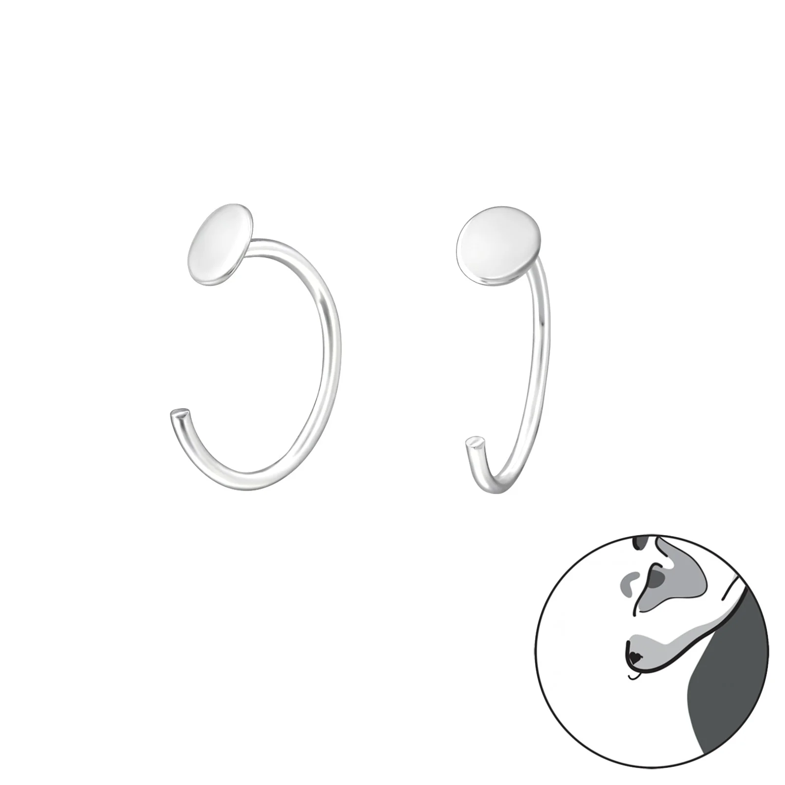 Sterling Silver Circle Huggie - Image 2