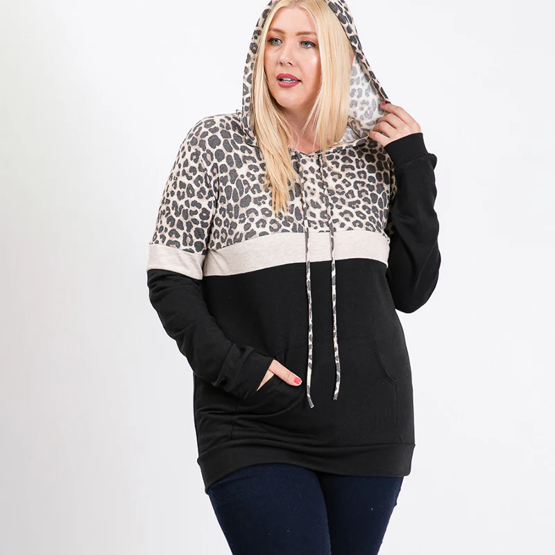 Tara Curve Leopard Hoody Black - Image 3