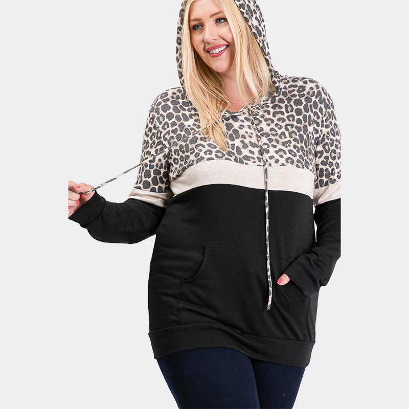 Tara Curve Leopard Hoody Black - Image 4
