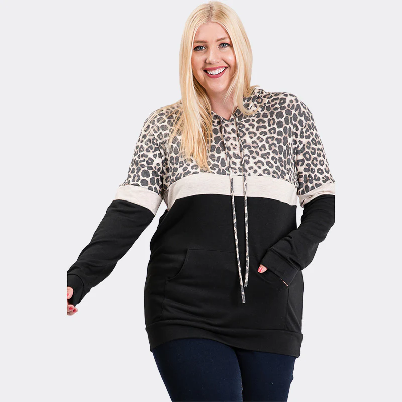 Tara Curve Leopard Hoody Black - Image 5