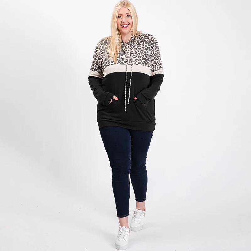 Tara Curve Leopard Hoody Black - Image 7