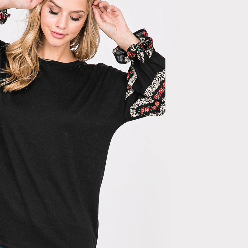 Toby Flounce Sleeve Top Black - Image 10