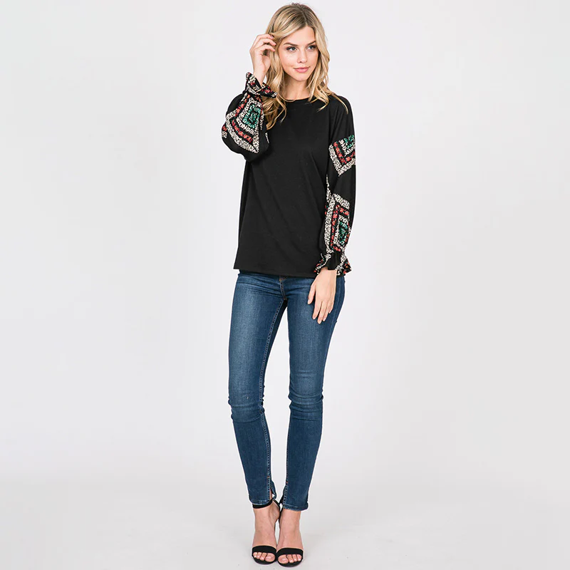 Toby Flounce Sleeve Top Black - Image 2