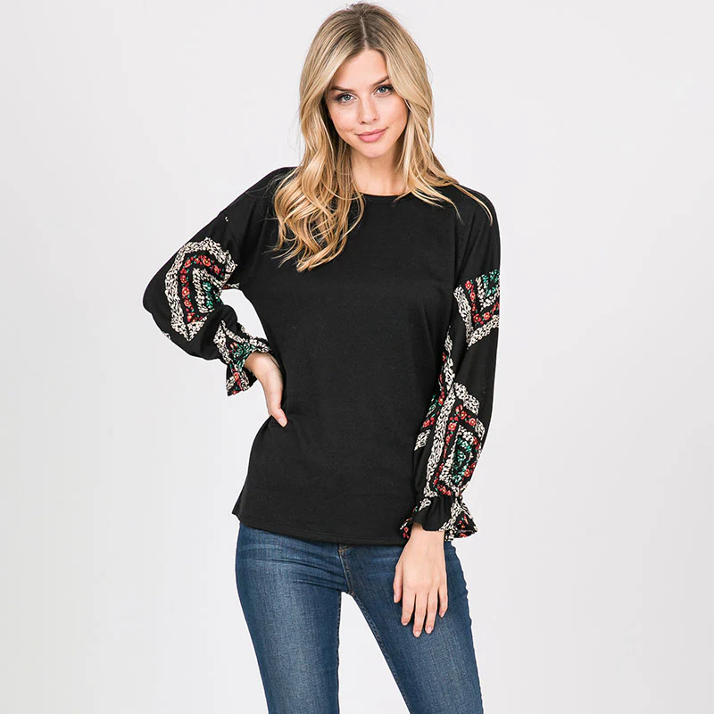 Toby Flounce Sleeve Top Black - Image 4
