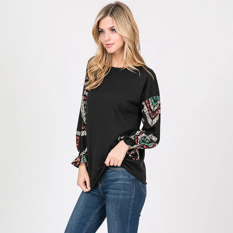 Toby Flounce Sleeve Top Black - Image 5