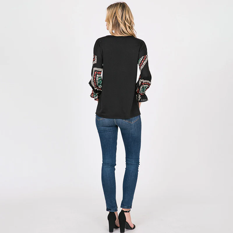Toby Flounce Sleeve Top Black - Image 7