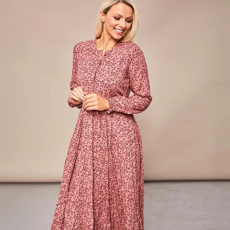 Toni Pink Floral Maxi Dress - Image 16