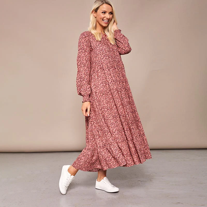 Toni Pink Floral Maxi Dress - Image 2