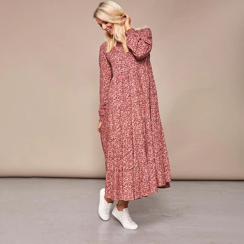 Toni Pink Floral Maxi Dress - Image 3