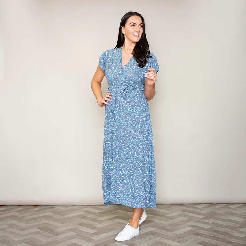 Carmen Floral Midi Dress (Blueberry) - Image 10