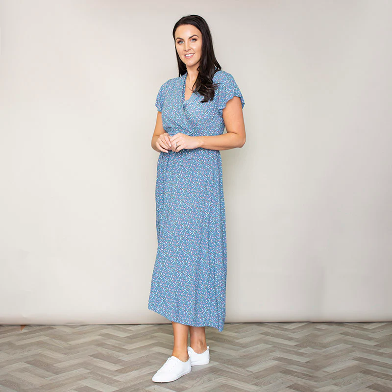 Carmen Floral Midi Dress (Blueberry) - Image 11