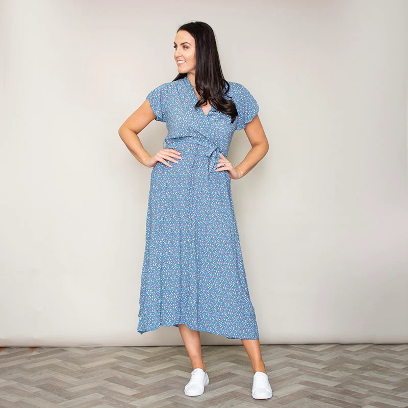 Carmen Floral Midi Dress (Blueberry) - Image 17