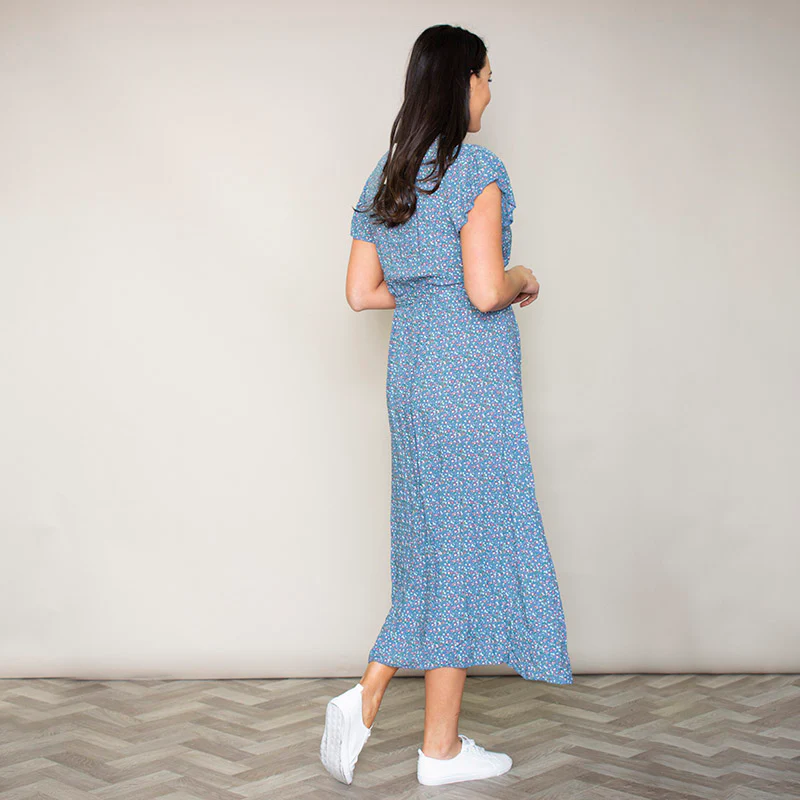 Carmen Floral Midi Dress (Blueberry) - Image 2