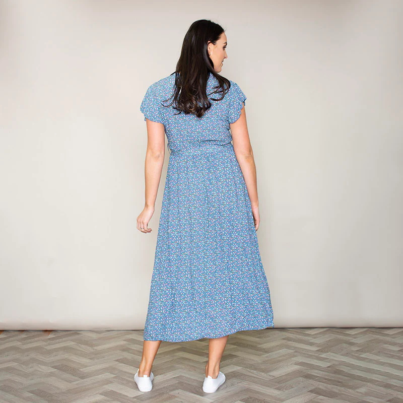 Carmen Floral Midi Dress (Blueberry) - Image 20