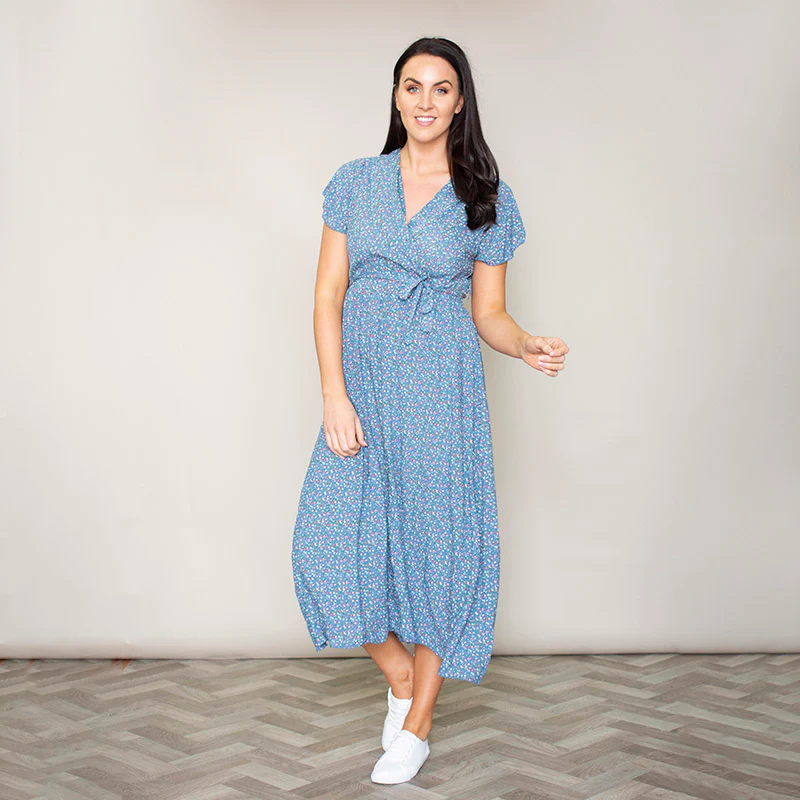 Carmen Floral Midi Dress (Blueberry) - Image 4