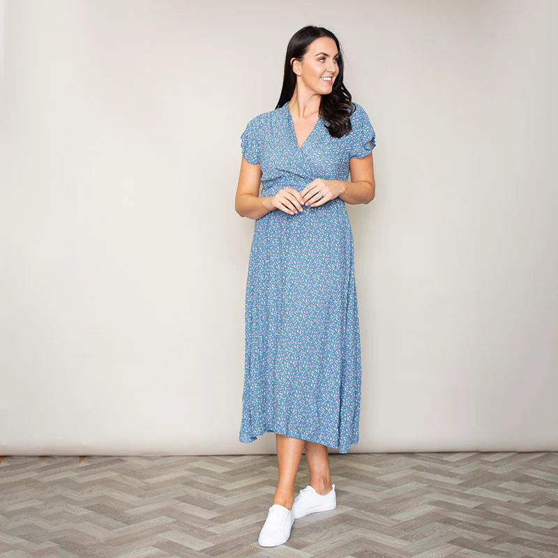 Carmen Floral Midi Dress (Blueberry) - Image 5
