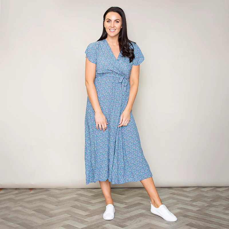 Carmen Floral Midi Dress (Blueberry) - Image 6