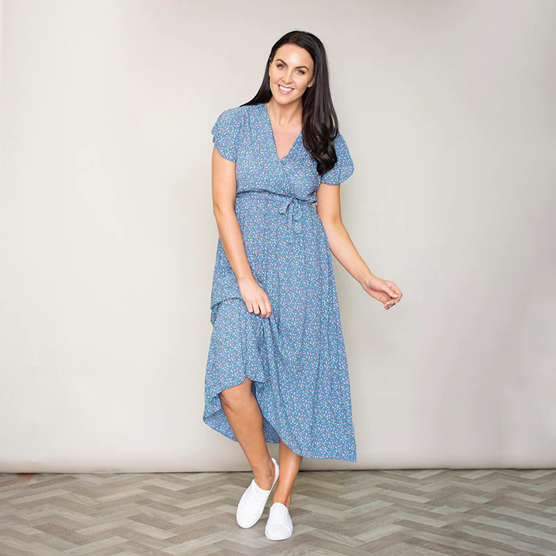Carmen Floral Midi Dress (Blueberry) - Image 7
