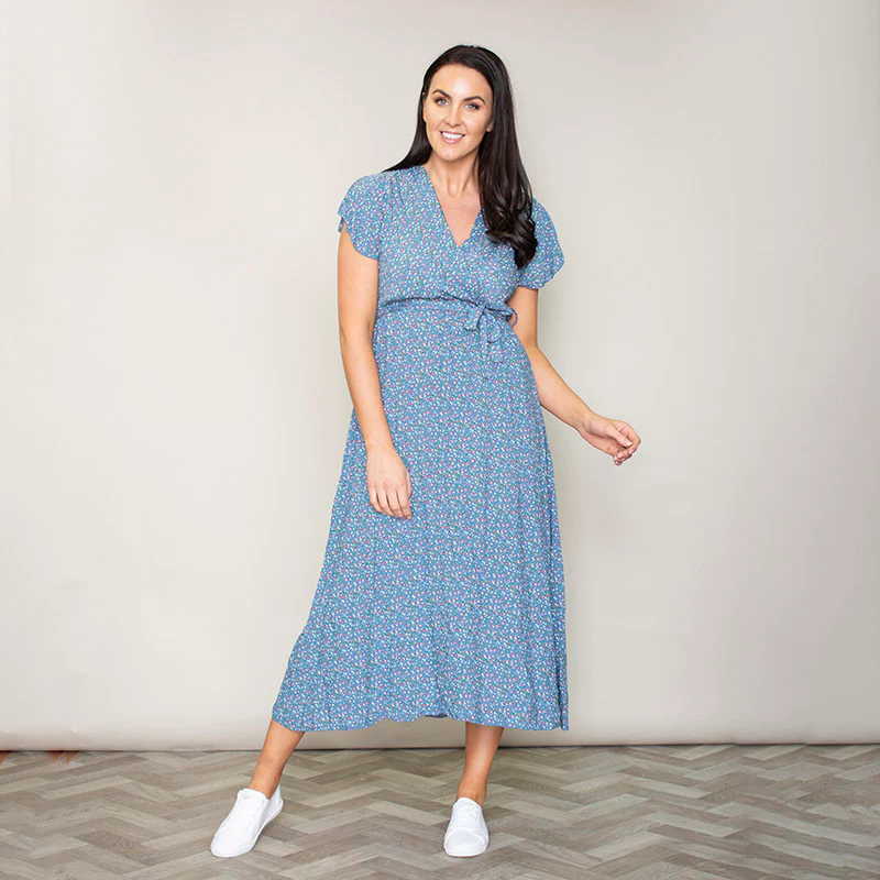 Carmen Floral Midi Dress (Blueberry) - Image 8