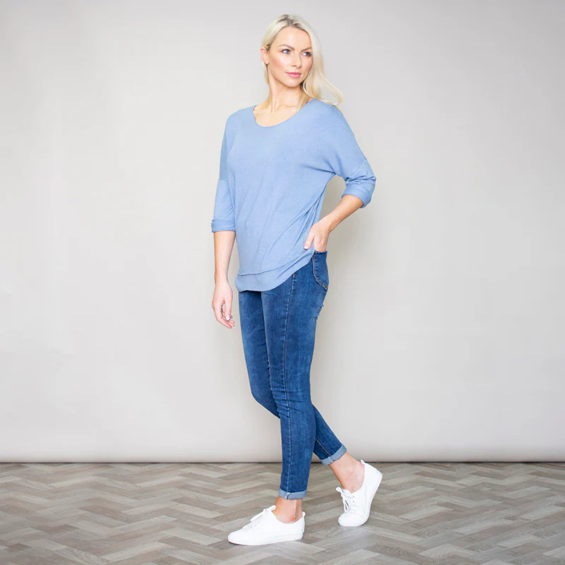 Lori V Neck Jumper (Blue) - Image 3