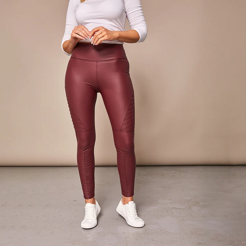 Wet Look Biker Leggings (Wine) - Image 6