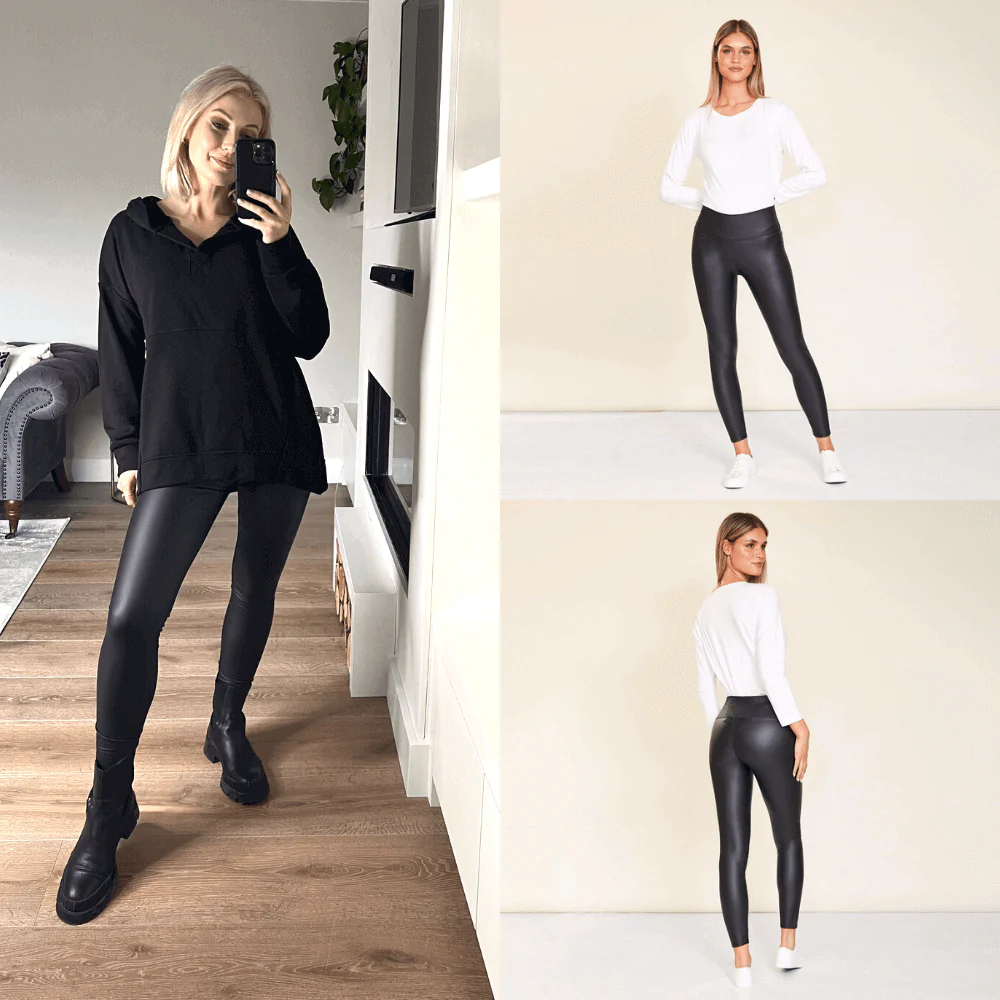 Wet Look PU Leggings (Black) - Image 20