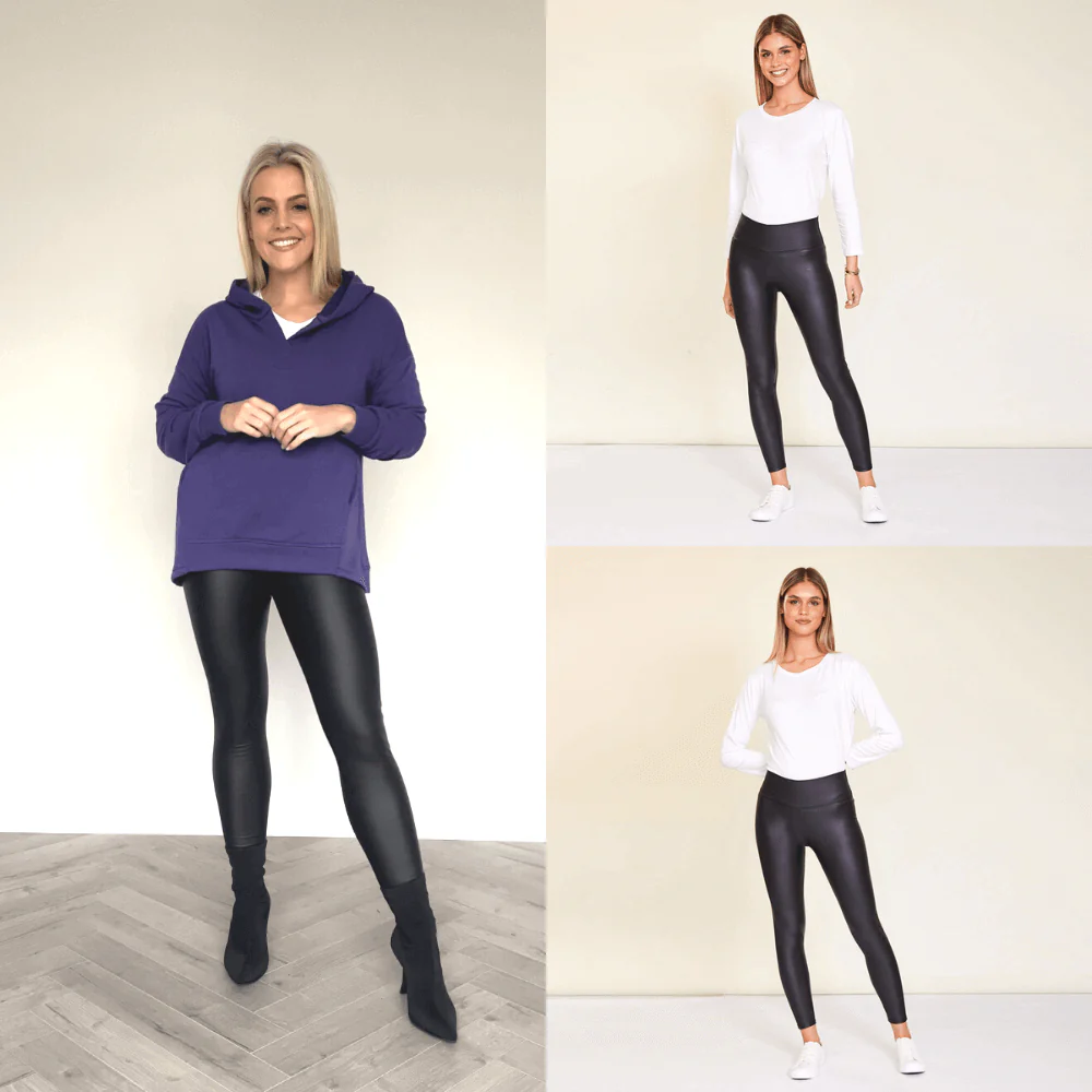 Wet Look PU Leggings (Black) - Image 22