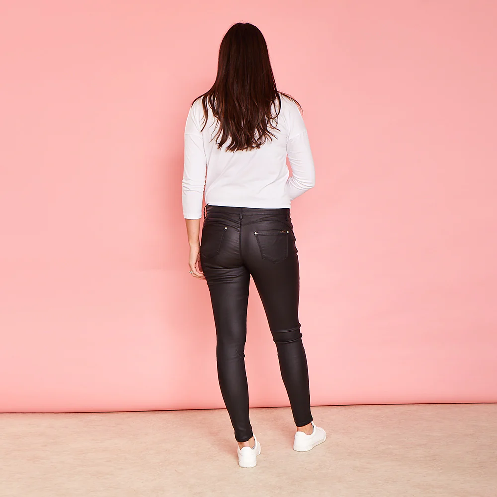 Cassie Stretch Leather Trousers (Black) - Image 6